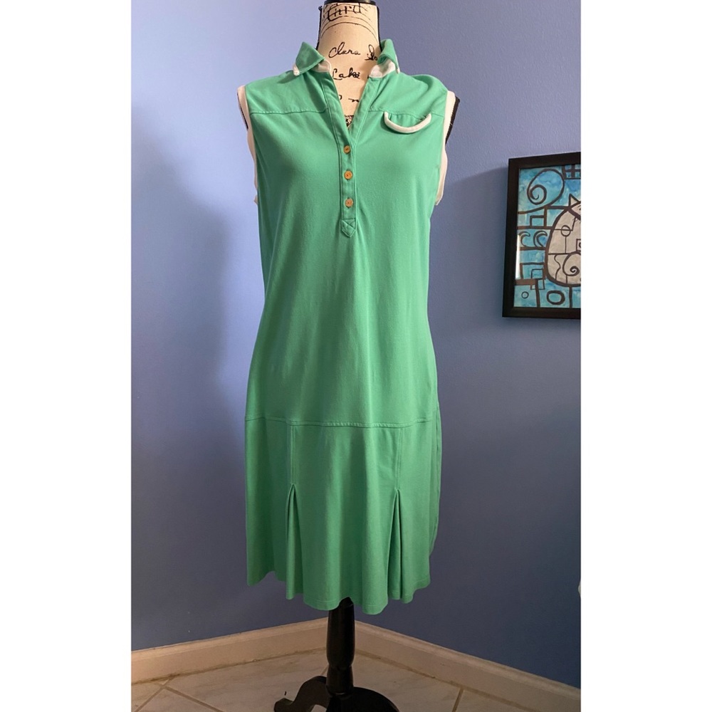 BOGO Tommy Hilfiger green drop waist pleated dress L